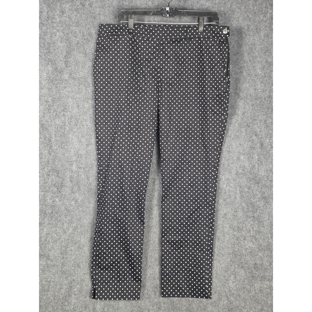 Lauren Ralph Lauren Women's Black Polka Dot Print Stretch Pants Size 14 Workwear